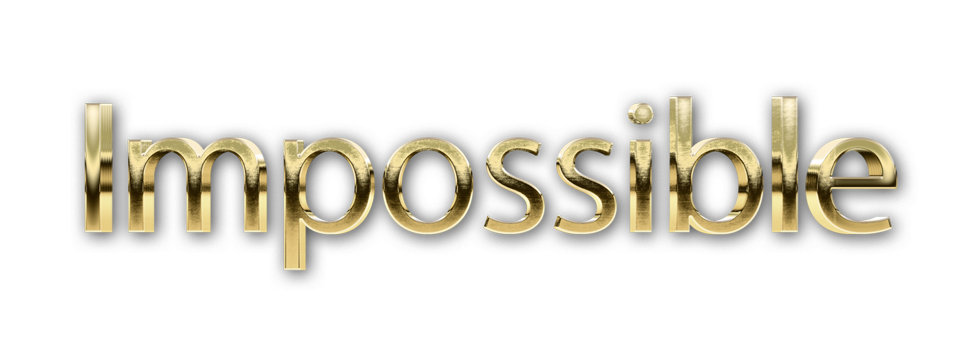3D WORD IMPOSSIBLE gold text effects art typography PNG images free